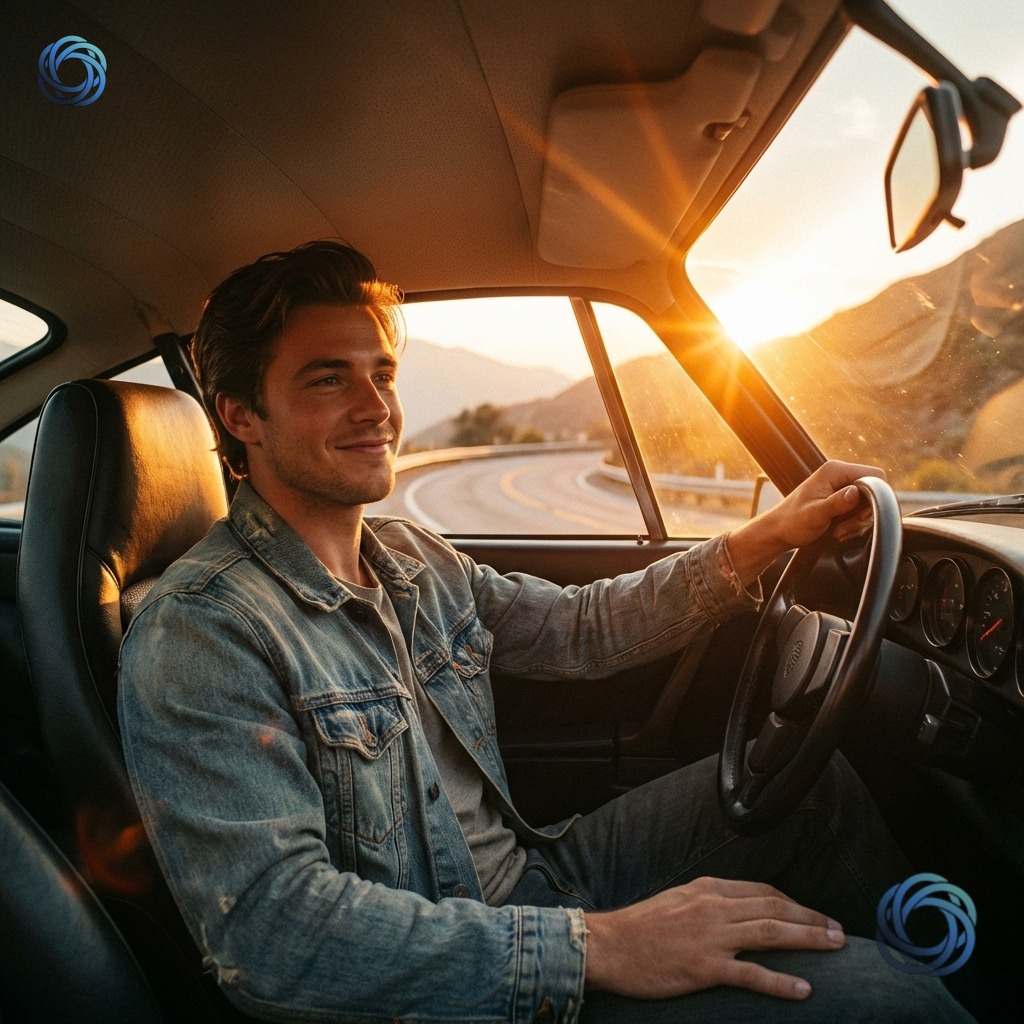 سائق الغروب | Sunset Driver Portrait