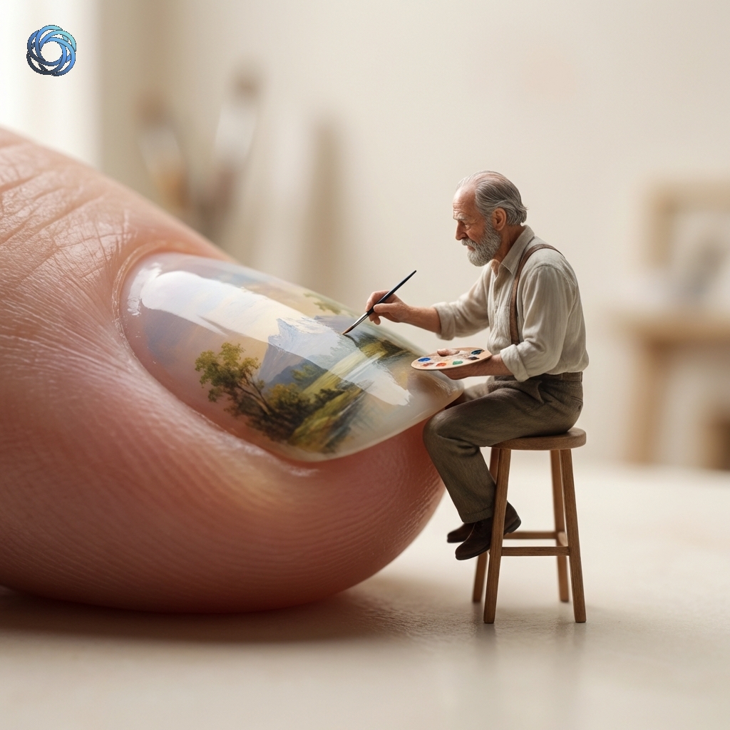 فنان مصغر يرسم على الظفر | Tiny Artist Painting on Fingernail