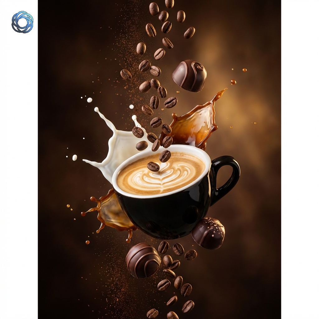 قهوة وشوكولاتة معلقة | Coffee Chocolate Splash Photography