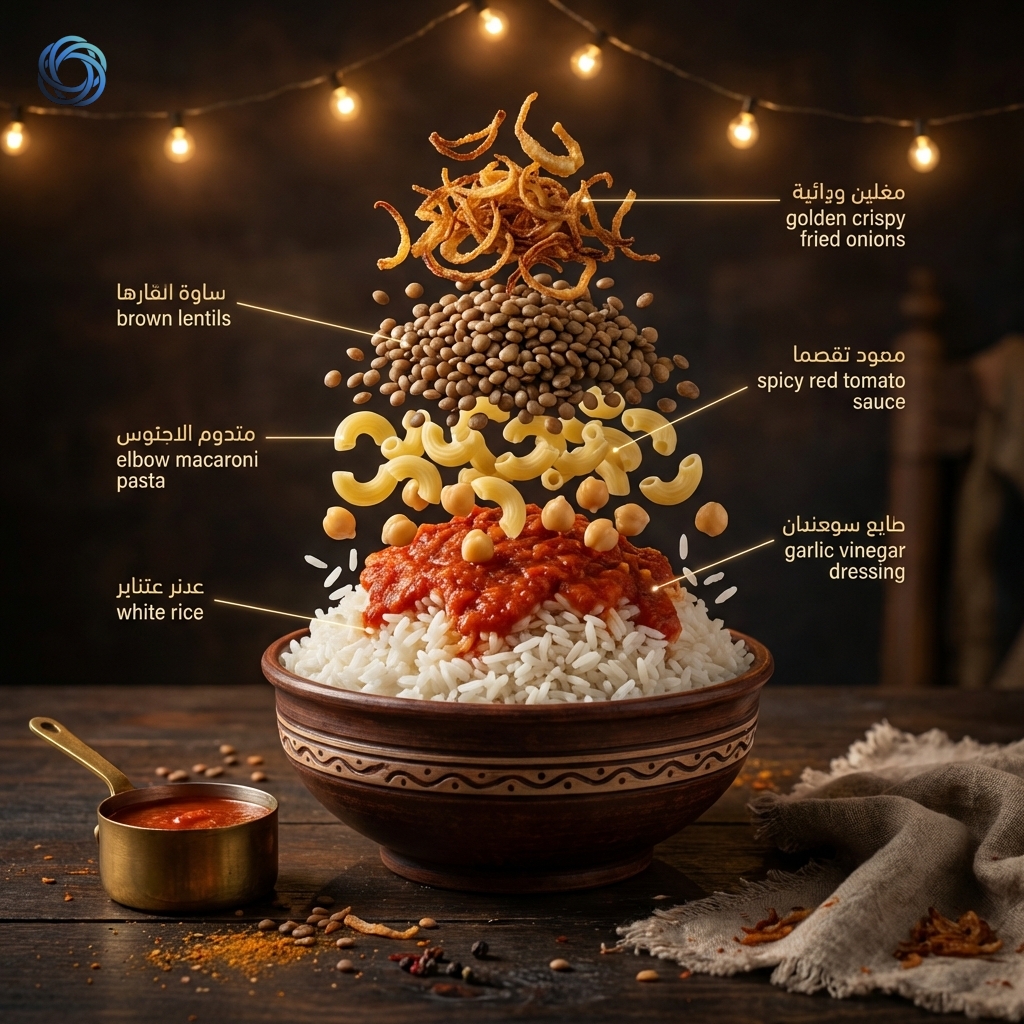 تشريح الكشري المصري | Egyptian Koshari Exploded View