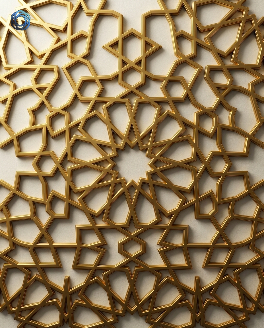 نمط هندسي إسلامي ذهبي ثلاثي الأبعاد (خلفية)