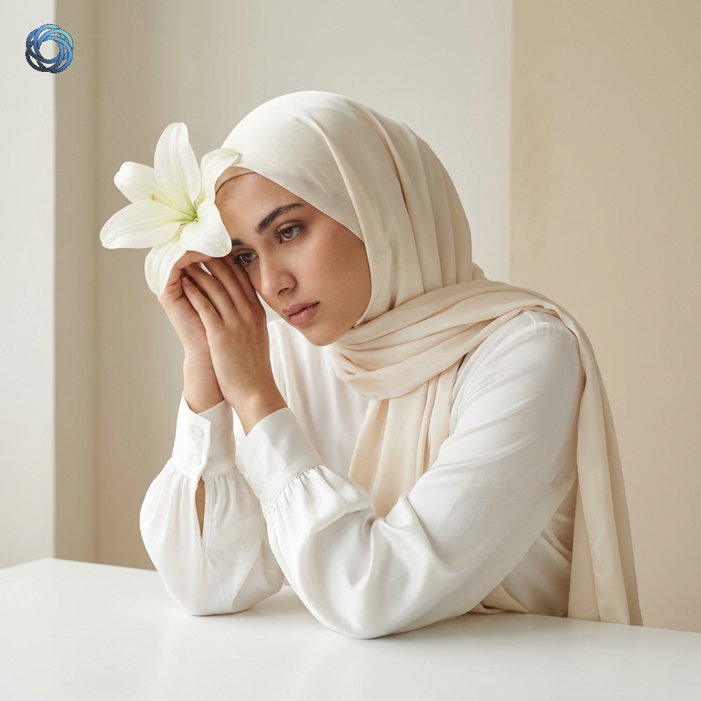 محجبة مع زهرة الليلي البيضاء | Hijabi with White Lily Editorial