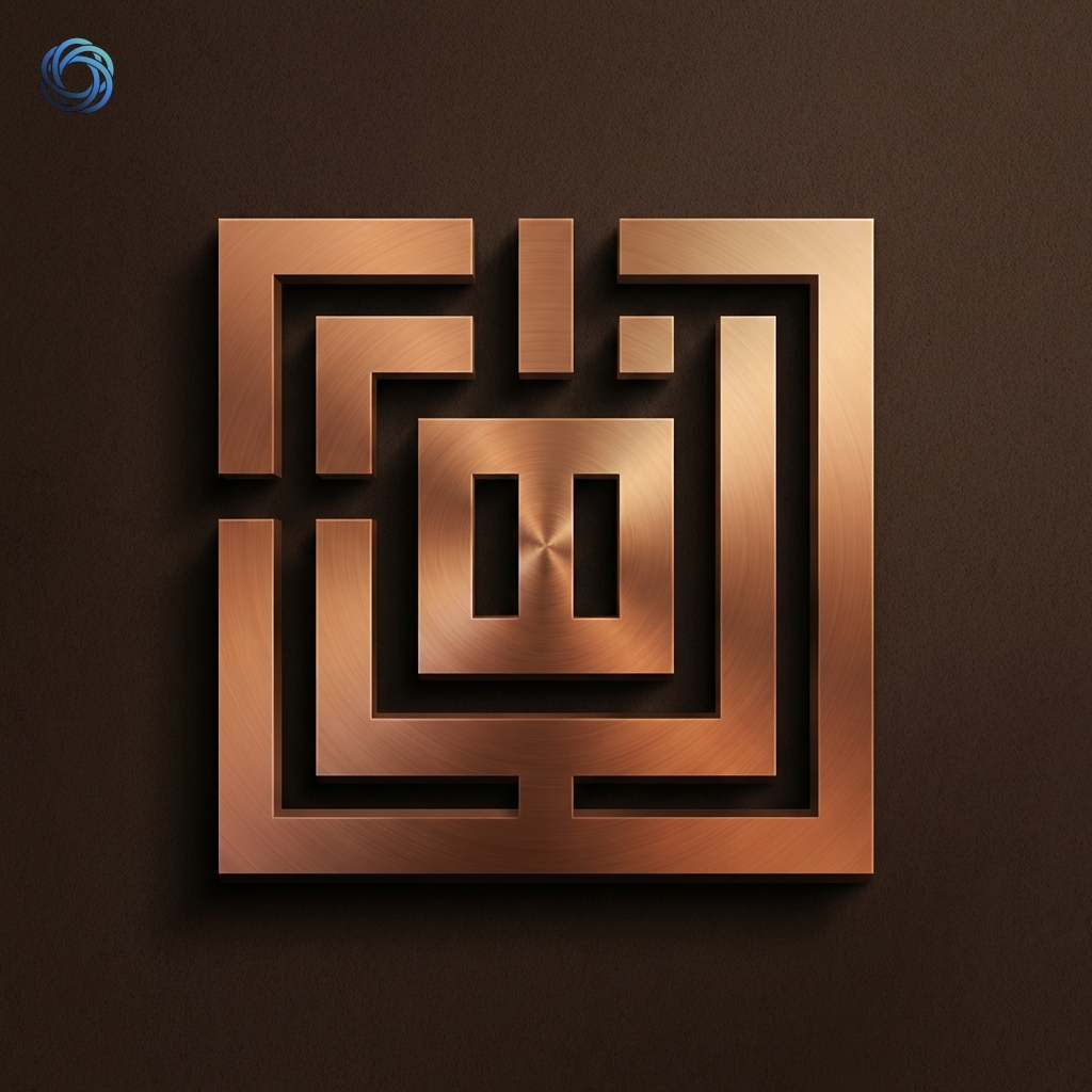 شعار حرف القاف الكوفي المربع | Arabic Letter Qaf Square Kufi Logo