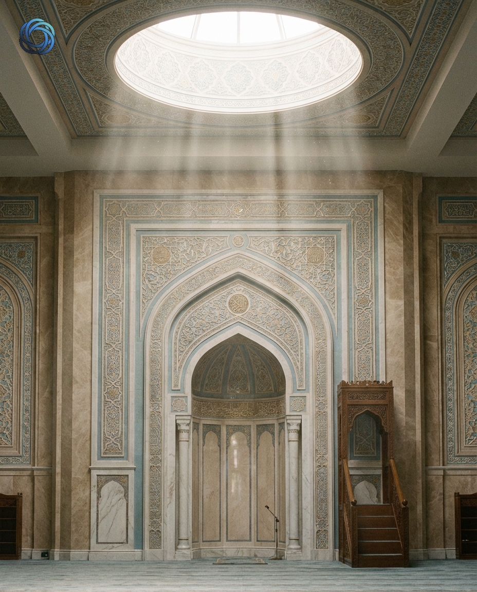 محراب مسجد مع أشعة ضوء (عدسة واسعة)