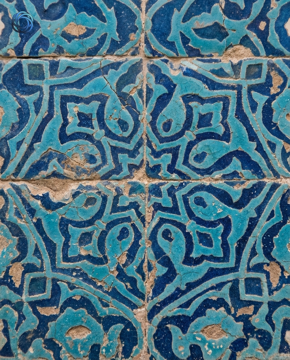 موزاييك كاشي أزرق (ماكرو فائقة الدقة)