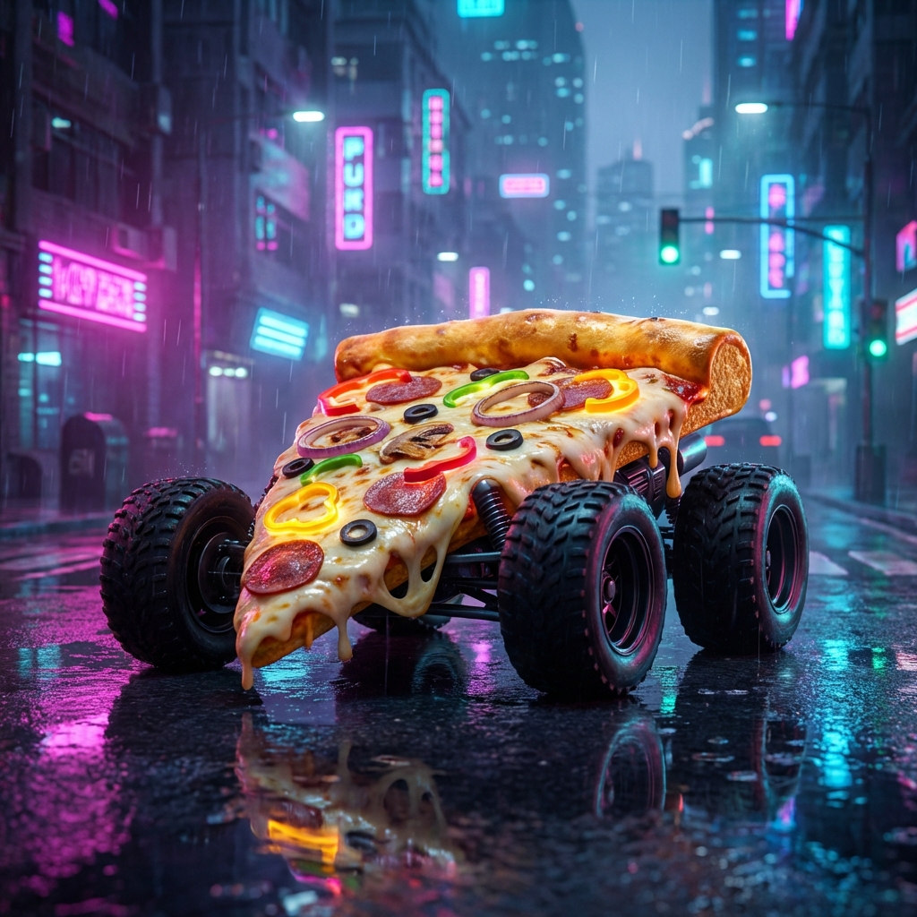 سيارة البيتزا السايبربانك | Cyberpunk Pizza Car