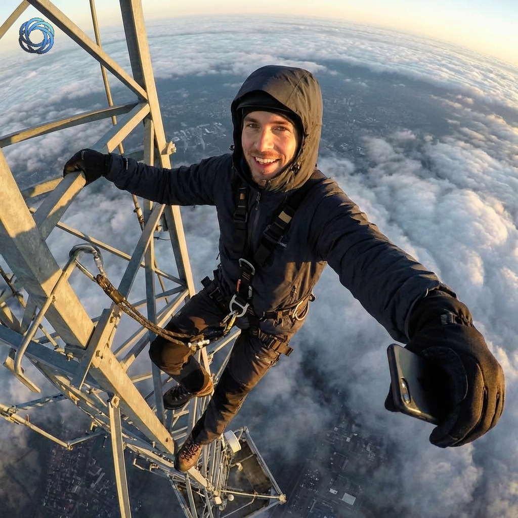 سيلفي متسلق البرج الشاهق | Extreme Tower Climber Selfie